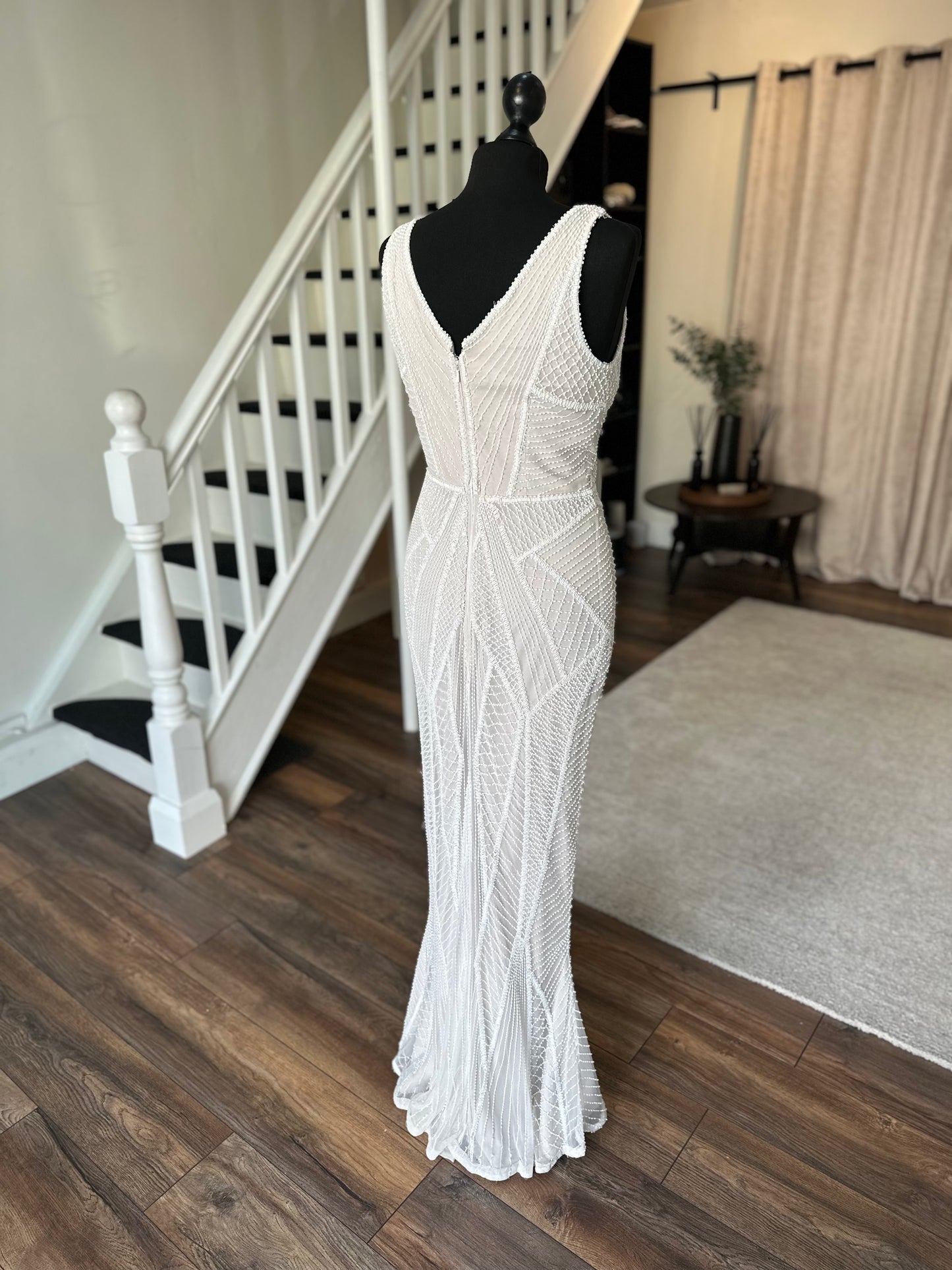 Rachel Gilbert - Vintage inspired beaded dress in blush - Size 8-10