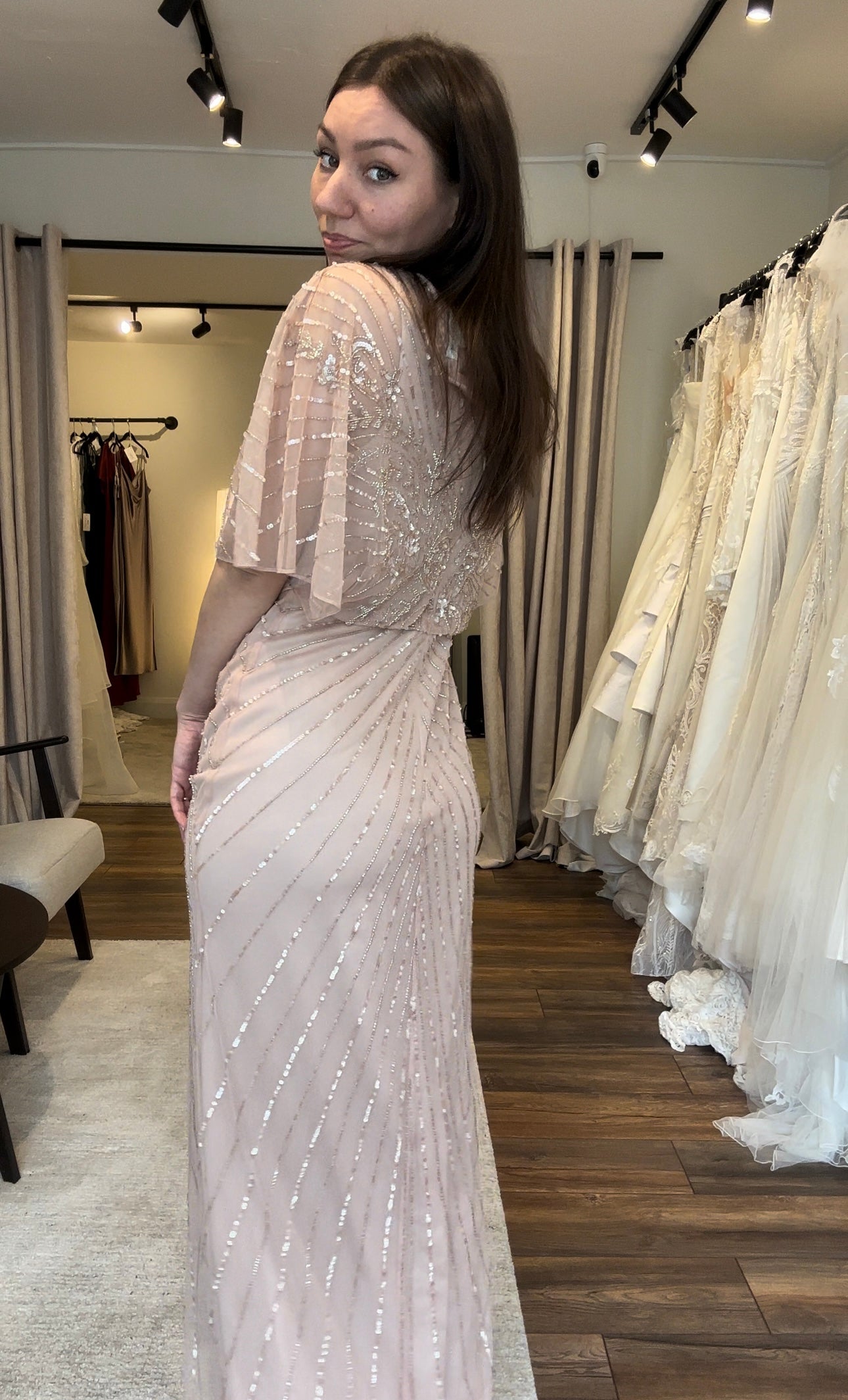Monsoon - blush beaded bridesmaid dress