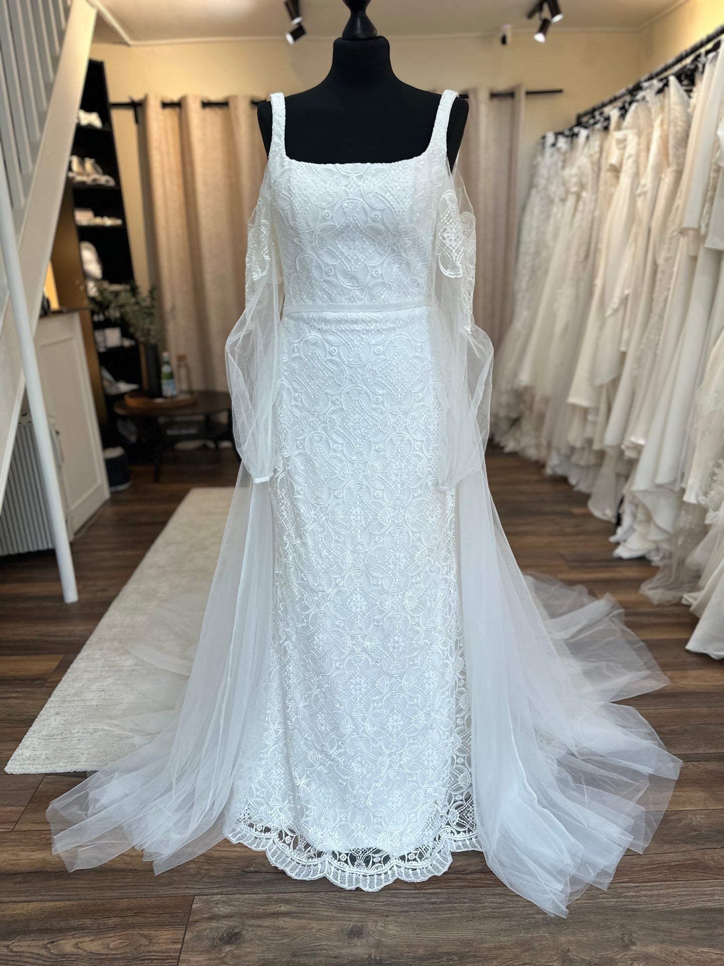 Madi Lane - Adelaide + overskirt + sleeves - Bridal size 10