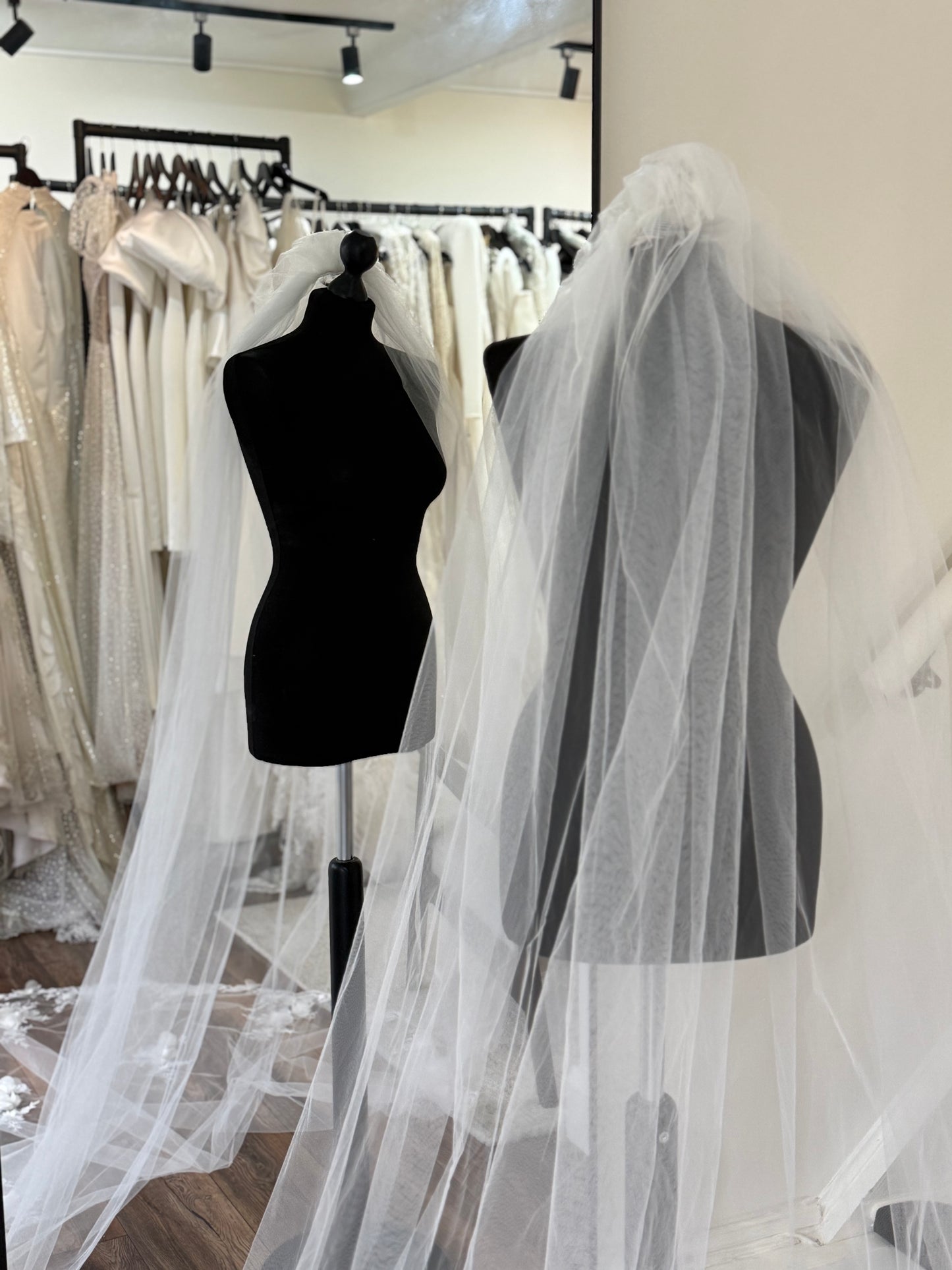 Cathedral length 3-D floral lace veil