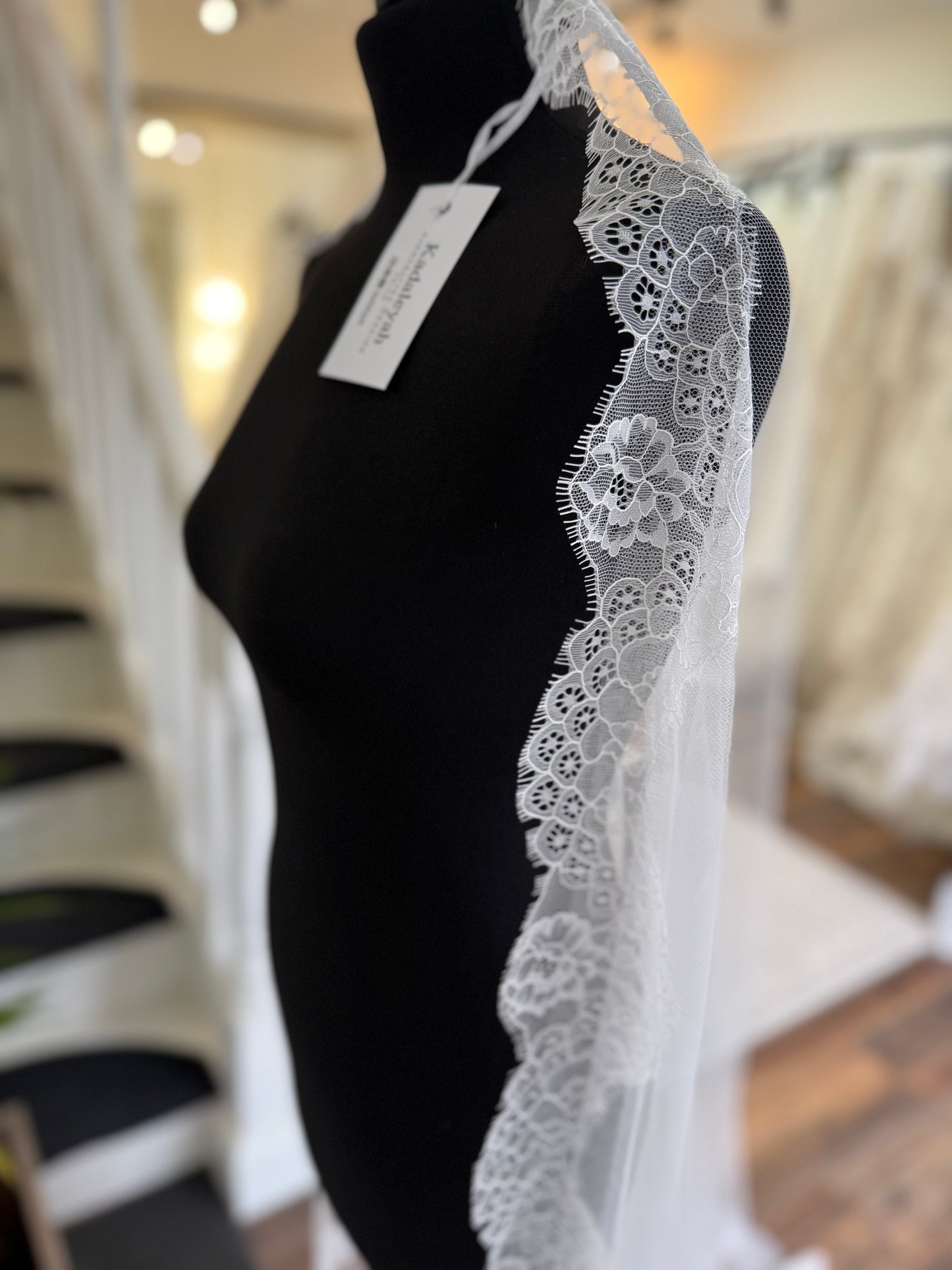 Kadaleyah - floor length mantilla lace veil
