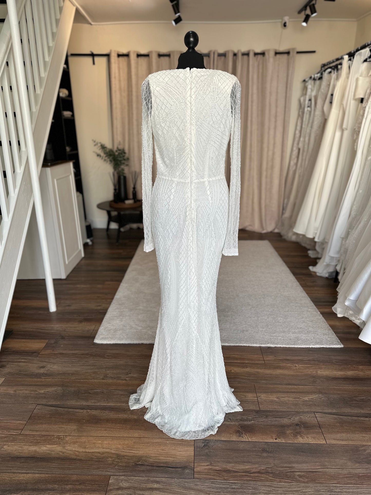 Long sleeved beaded wrap dress - Size 12