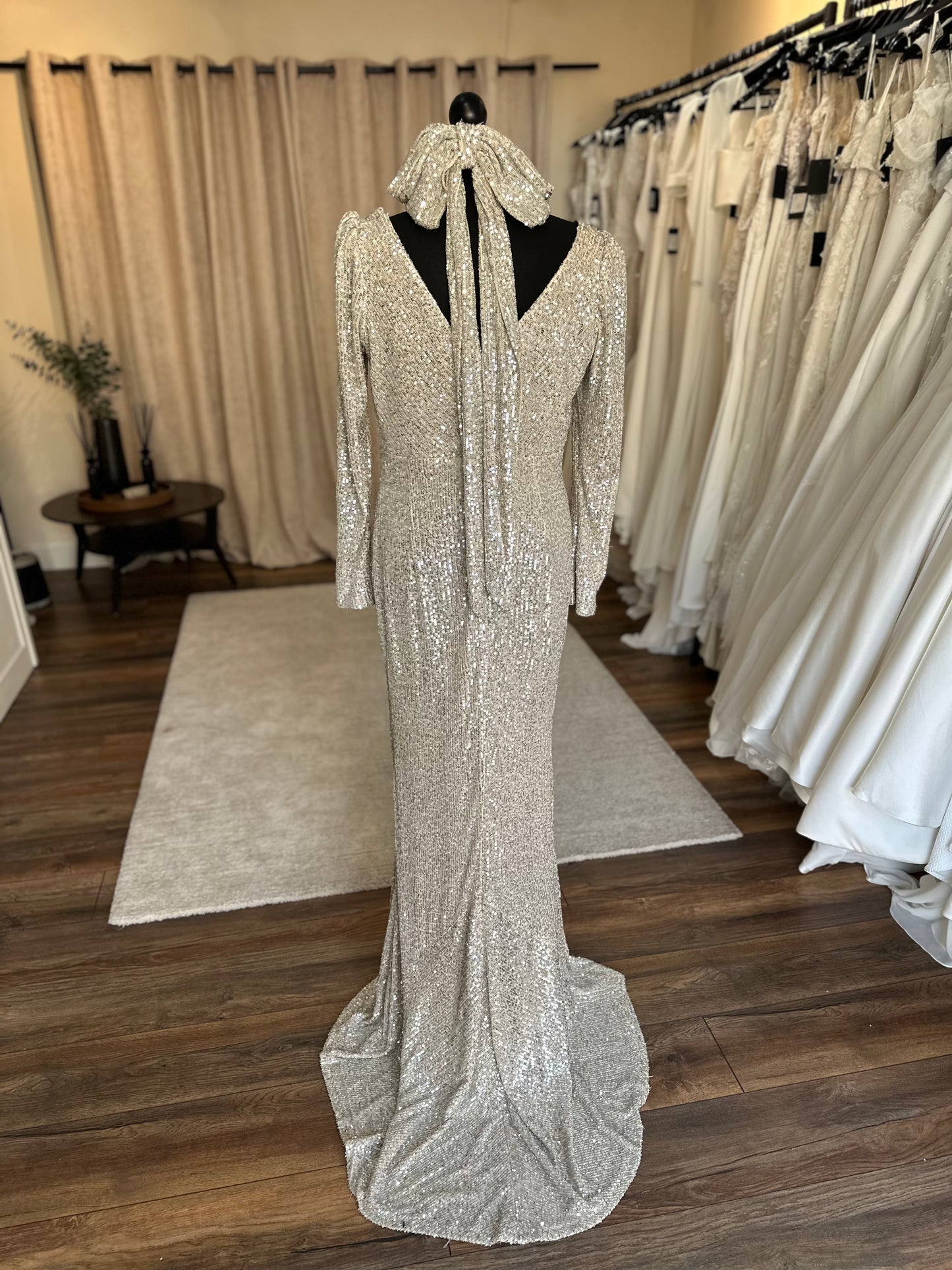 Covet - Bespoke Silver Sequin Dress -  Size 12